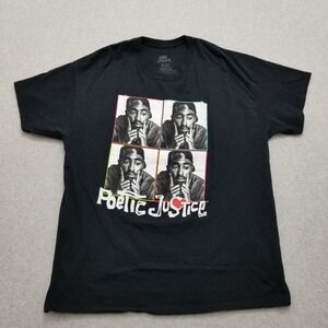 Tupak Shirt Mens XXL Black Short Sleeve Crew Neck Poetic Justice 2‎ Pac
